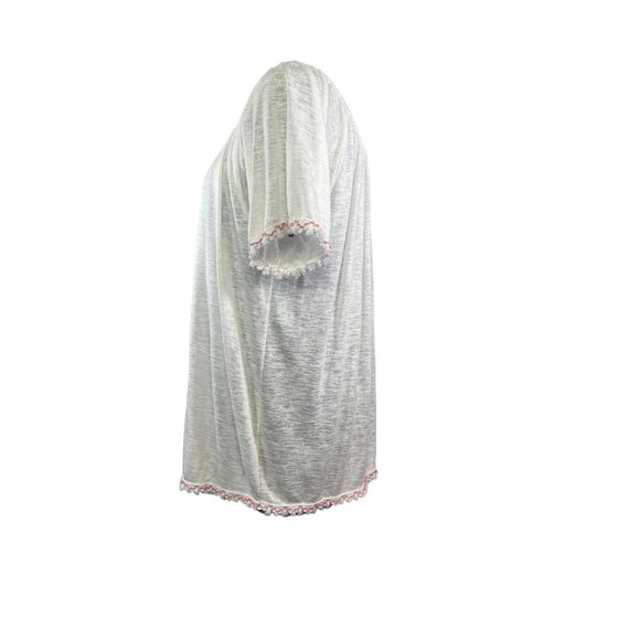 Time and Tru Size Large Womens White Slub Knit Top with Boho Trim on Sleeves Hem - Picture 3 of 9